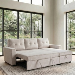Coltar extensibil, catifea champagne beige, APARTMENT 205cm - Img 5
