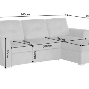 Coltar extensibil, material texturat gri, APARTMENT 245cm - Img 3