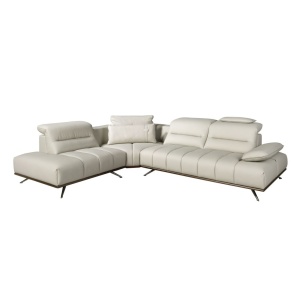 Coltar LUX design italian cu sezlong stanga Cowhide gri deschis - Img 8