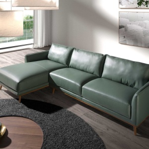 Coltar LUX design italian cu sezlong stanga Cowhide verde - Img 6
