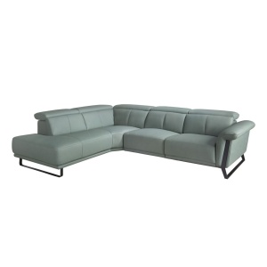 Coltar LUX design italian cu sezlong stanga si functia relax Cowhide verde turcoaz