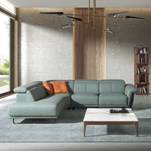 Coltar LUX design italian cu sezlong stanga si functia relax Cowhide verde turcoaz - Img 10