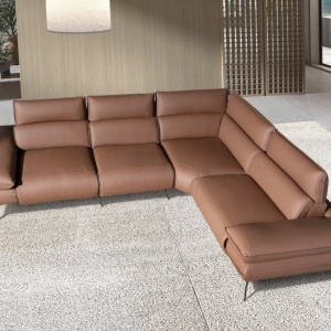 Coltar LUX design italian modular cu functia relax Cowhide Maro - Img 11