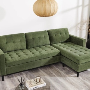 Coltar modern, Catifea raiata, Verde, STOCKHOLM 220cm - Img 7