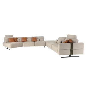 Coltar modular LUX design italian cu sezlong dreapta Velvet sand - Img 2