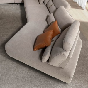 Coltar modular LUX design italian cu sezlong stanga Velvet sand - Img 5