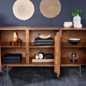Comoda design industrial Stone Finish 150cm Sheesham - Img 4