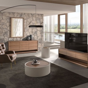Comoda design LUX cu 3 usi Walnut - Img 2