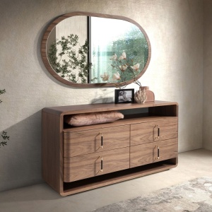 Comoda design LUX cu sertare Walnut Veneer