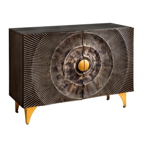 Comoda design vintage GOLDEN SUNSET 100cm lemn negru/ auriu - Img 2