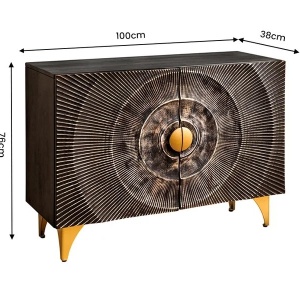 Comoda design vintage GOLDEN SUNSET 100cm lemn negru/ auriu - Img 12