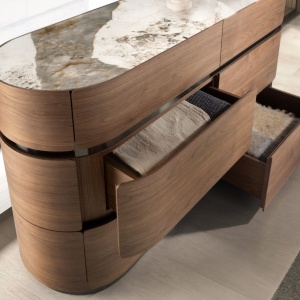 Comoda din furnir de nuc cu blat marmura portelanata Walnut - Img 9
