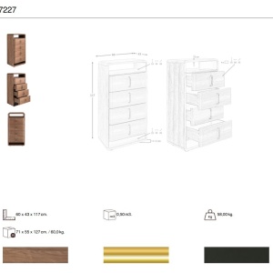 Comoda inalta design LUX cu sertare Walnut Veneer - Img 9