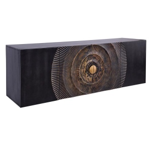 Comoda suspedata design vintage Golden Sunset 180cm negru