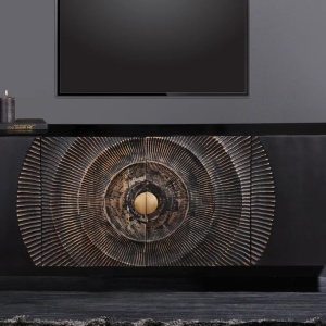 Comoda suspedata design vintage Golden Sunset 180cm negru - Img 6