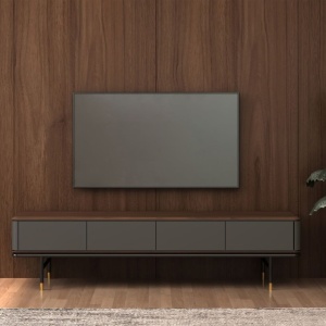 Comoda TV deosebita design LUX Dark Grey-Walnut 200x45cm - Img 3