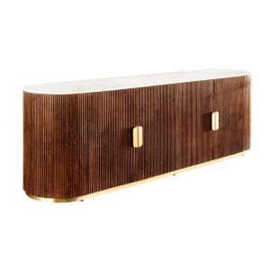 Comoda TV design retro Gatsby 180cm mango/ marmura alba