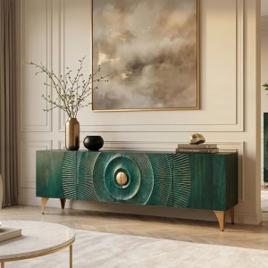 Comoda TV design vintage Golden Sunset 180cm turcoaz