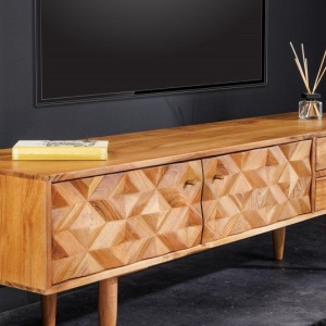 Comoda TV din lemn de salcam cu model 3D Alpine 145cm - Img 3
