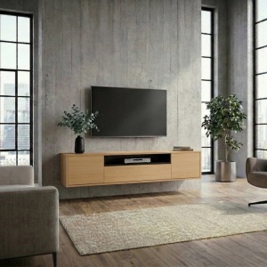 Comoda TV suspendata LOFT 150cm natur/ negru - Img 11