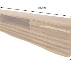 Comoda TV suspendata Relief 200cm, lemn de salcam - Img 9