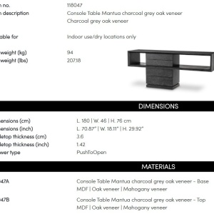 Consola LUX design modern Mantua, gri carbune - Img 6