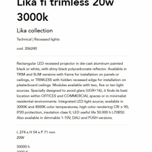 Corp incastrabil cu 10 spoturi LED Lika fi trimless 20w 3000k 227724 universul-luminii.ro