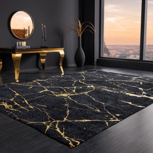 Covor negru cu aspect de marmura MARMOR 160x240cm - Img 3
