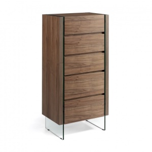 Dulapior elegant cu 5 sertare, design deosebit Aurore AC-CP1803-A-NOGAL