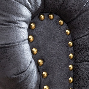 Fotoliu clasic stil englezesc Chesterfield gri antic A-37389 VC - Img 2