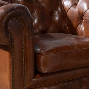 Fotoliu design italian Chesterfield piele maro - Img 7