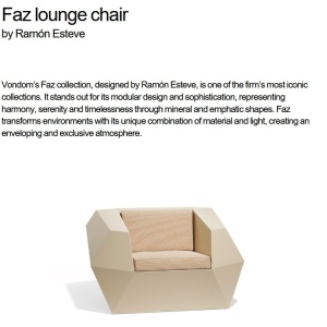 Fotoliu lounge design modern, exterior, interior, FAZ LOUNGE CHAIR 54001 Vondom - Img 2