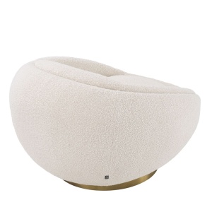 Fotoliu pivotant design elegant Bollinger, crem boucle 114819 HZ - Img 4