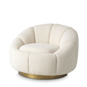 Fotoliu pivotant design elegant Inger, boucle crem 115258 HZ