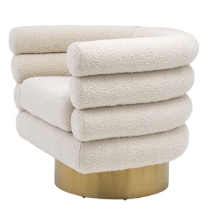 Fotoliu pivotant design elegant LUX Maguire, boucle crem 113939 HZ - Img 3