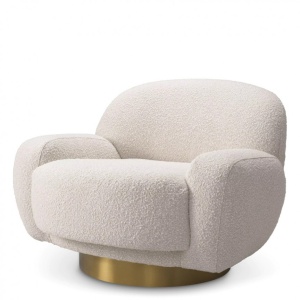 Fotoliu pivotant design elegant LUX Udine, boucle crem 116333 HZ