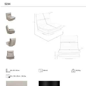 Fotoliu pivotant modern LUX, tapitat cu piele Gri taupe - Img 9