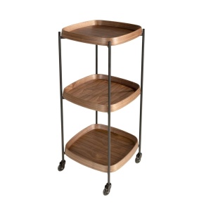 Gheridon, Mini Bar cu roti pentru bauturi si sticle Walnut - Img 2