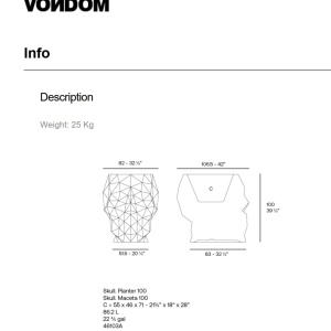 Ghiveci plante design decorativ modern exterior/interior SKULL 107x82x100cm - Img 6