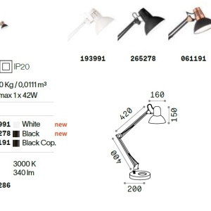 Lampa de birou cu brat articulat WALLY TL1 TOTAL WHITE 101084 universul-luminii.ro