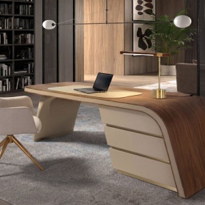 Lampa de birou LED din otel cu efect de nuc Gold steel - Img 2