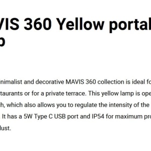 Lampa de exterior portabila IP54 MAVIS 360 galbena - Img 3