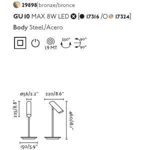 Lampa de masa design modern minimalist LINK III bronz 83784 universul-luminii.ro