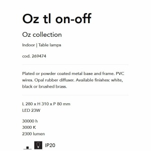 Lampa de masa LED design modern circular OZ TL ON-OFF BIANCO 93344 universul-luminii.ro