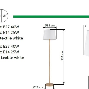 Lampa de masa metal nickel abajur textil alb JORIS - Img 6