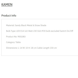 Lampa de masa moderna stil minimalist KAMEN negru 232924 universul-luminii.ro