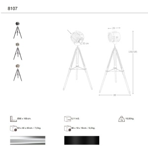 Lampa de podea cu trepied design industrial Chrome steel - Img 8