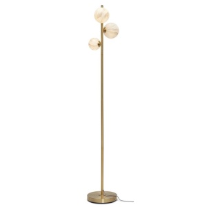 Lampadar cu 3 globuri din sticla cu aspect de marmura Carrara