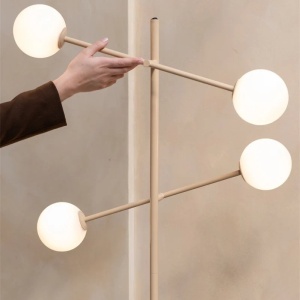 Lampadar cu 4 globuri sticla si metal bej Copenhagen 248404 universul-luminii.ro