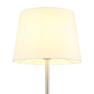 Lampadar de podea metal nickel abajur textil alb JORIS - Img 5